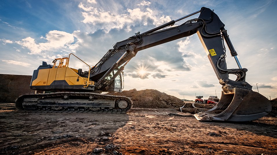 Schaufelbagger Mit Baustelle