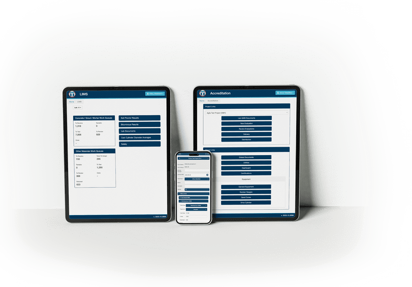 Construction materials testing software with a forms and report engine.